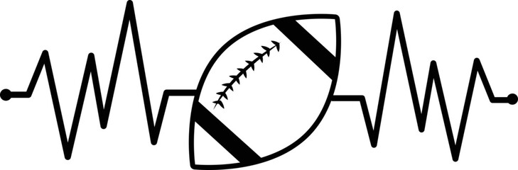 EKG,ECG Heart Beat Football vector and t shirt design  svg vector illustration