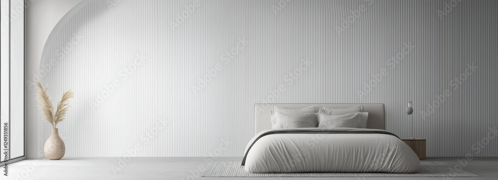 Aufkleber minimalist bedroom design with neutral color palette and soft textures. serene atmosphere invites re