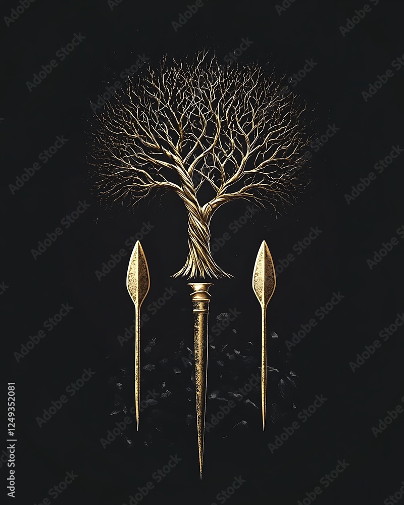 Poster modern chisel and tree symbol