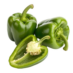 Green Bulgarian pepper isolated on white background