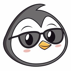 Cartoon Penguin Avatar with Sunglasses and Playful Expression