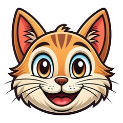 Happy Cartoon Cat with Orange and Black Stripes