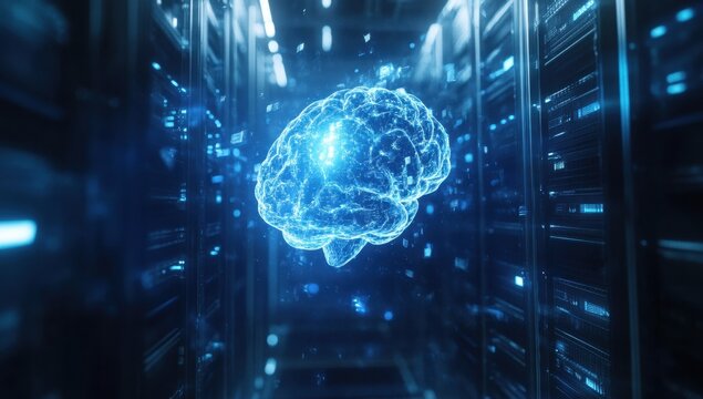 AI brain in server room