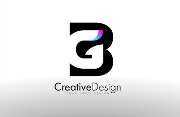 BG, GB Letter logo design with negative space cut and creative look vector