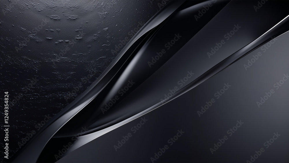 Poster elegant abstract dark background with metallic curves and textured surface