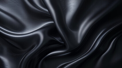 Obraz premium Elegant black silk fabric with smooth, flowing and reflective texture
