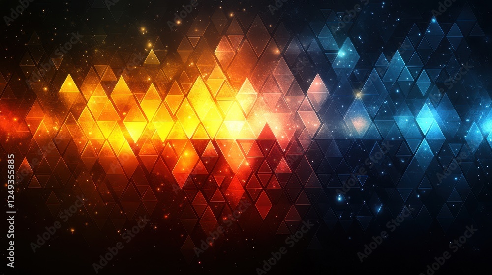 Poster abstract fiery and icy triangles background