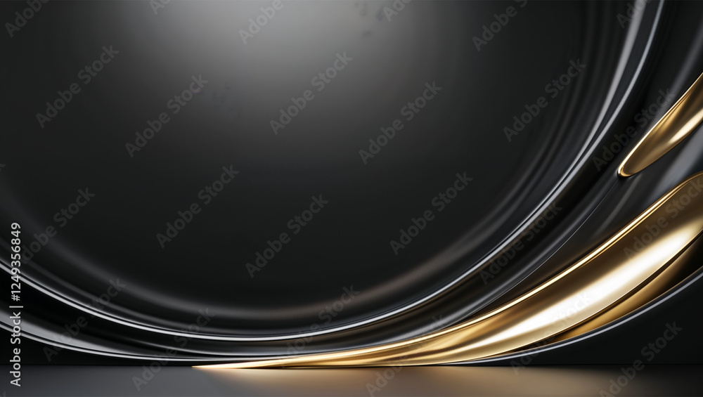 Poster elegant black and gold abstract background with dynamic flowing lines