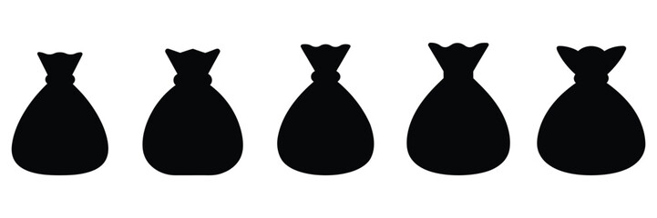 Simple Black Silhouettes of Varying Sizes of Gift Bags