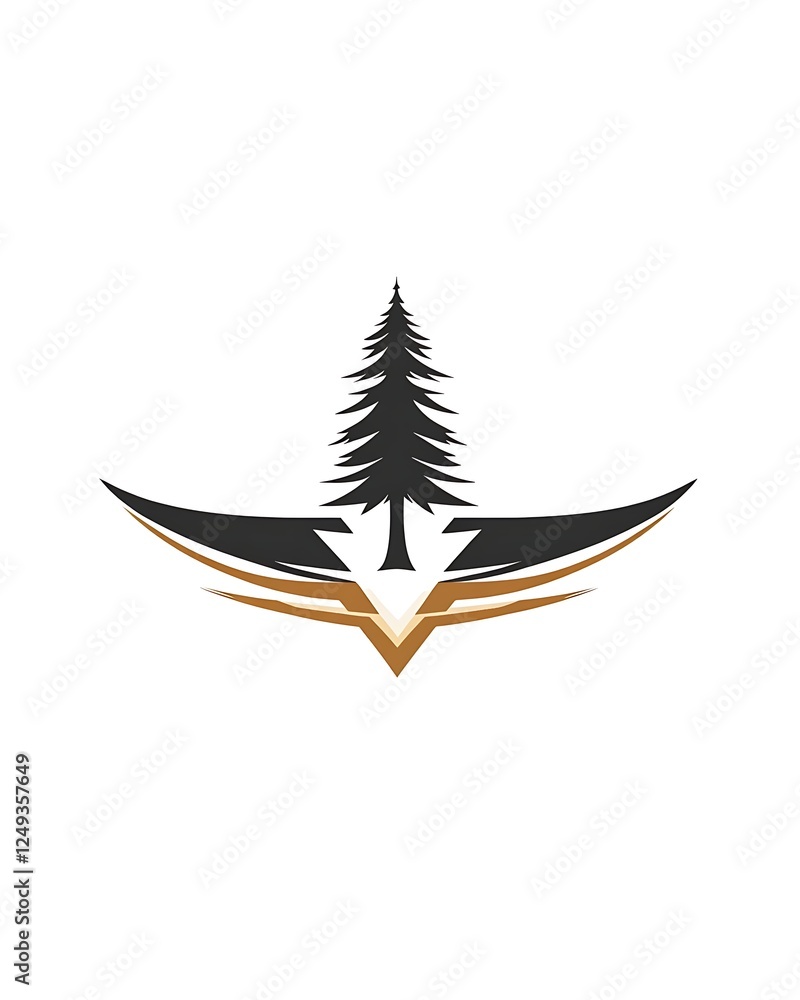 Poster carving chisel with tree symbol logo