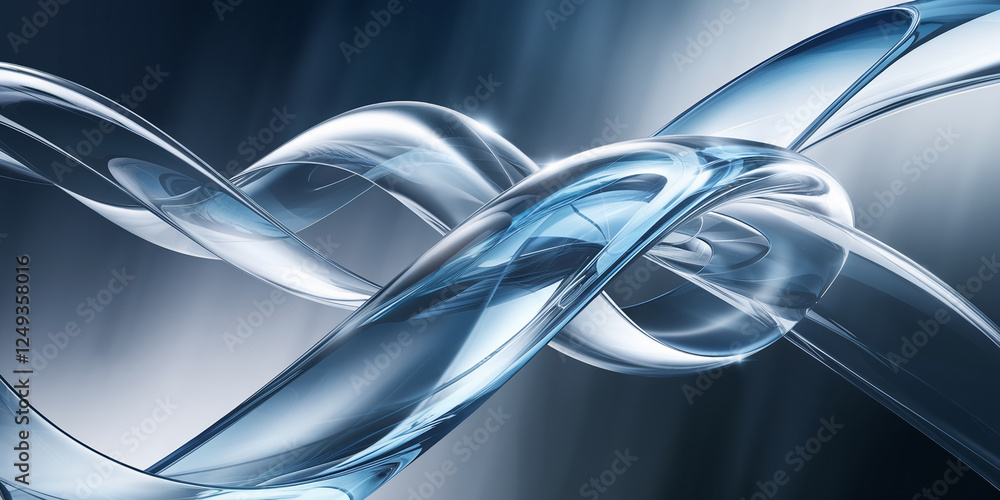 Aufkleber A sleek futuristic abstract design with twisting transparent glass-like elements and a soft glowing effect, symbolizing movement, energy, and technological innovation.