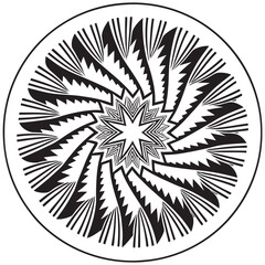 Stylish radiating sharp zigzags mandala vector design and illustration
