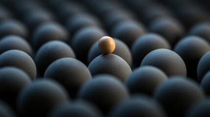 Obraz premium Abstract composition with black spheres and one golden sphere