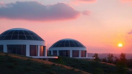 Obraz premium Selfsustaining ecoresort with smart architecture and renewable energy sources