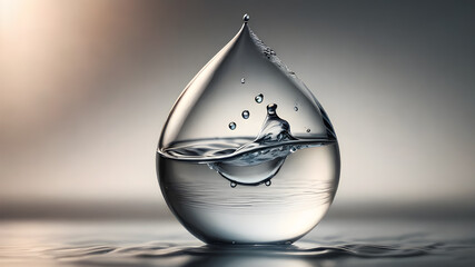 Fototapeta premium Tear shaped water drop. Water drop impact