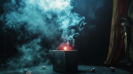 Mystical red smoke rising from a metal cup