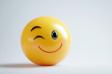 Fototapeta premium Winking face three dimensional emoji isolated on white background .