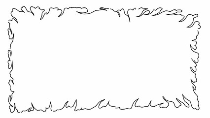 Fire frame element vector isolated, square shape flame in Abstract black line art style