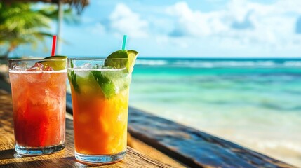 Beachside Bar Serving Refreshing Cocktails