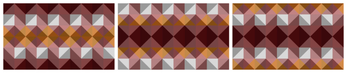 Set of modern borders with triangular elements. Endless flat vector design.