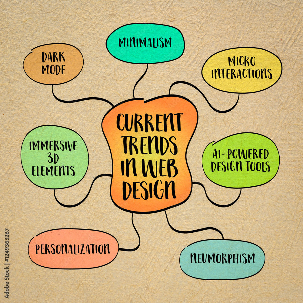 Canvas Prints current trends in web design. mind map infographics sketch.