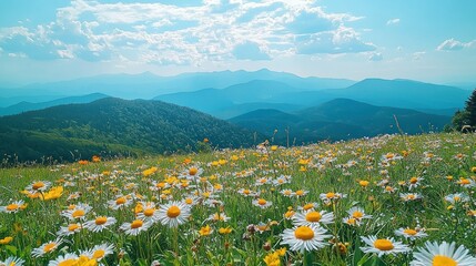 Fototapeta premium Mountain Meadow Bloom Panorama
