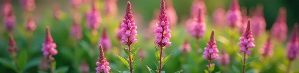 delicate pink blossoms on spiked veronica plants, bloom, plant