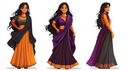 Elegant Indian Woman in Trendy Modern Fashion Clothing Standing Outdoors