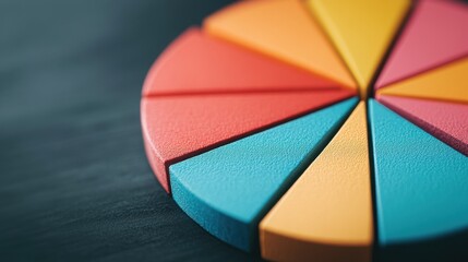 Fototapeta premium Colorful 3D Pie Chart with One Raised Segment Representing Strong Market Share Position in Business Dynamics and Analysis