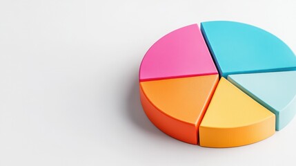 Fototapeta premium 3D Pie Chart Representation of Market Share with Vibrant Colors for Business Analysis and Corporate Presentations
