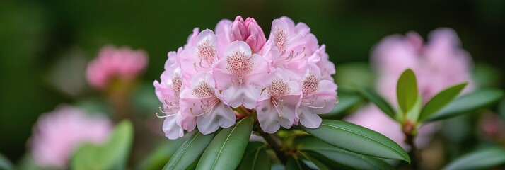 A bunch of pink flowers with white centers. The flowers are in a field and are surrounded by green leaves