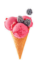 ice cream waffle cone with berries