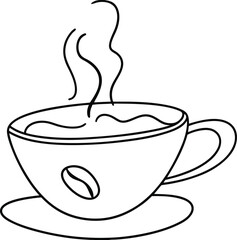 one line drawing of a hot cup of coffee
