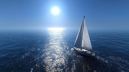 Ocean Sailboat Sunny Day Seascape