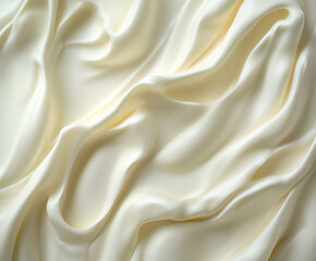 Obraz premium Creamy Satin Drape: A soft, ethereal texture is captured in this image of ivory satin, delicately draped and flowing, creating a luxurious and elegant background. The smooth.