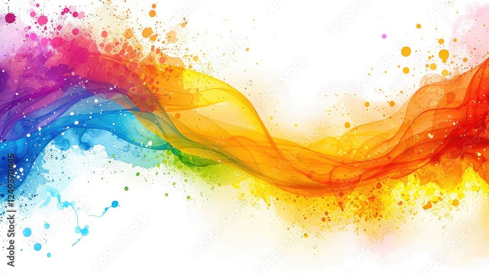 Poster colorful abstract wave design with vibrant splashes and flowing textures