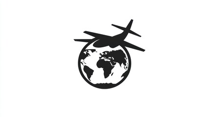 Fototapeta premium Global Airplane Flight; World Travel; World Map Background; Stock Photo