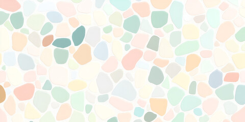 Pastel Pebble Mosaic: An abstract seamless pattern of soft pastel colored pebbles, creating a calming and visually appealing mosaic texture. Perfect for backgrounds, website design.