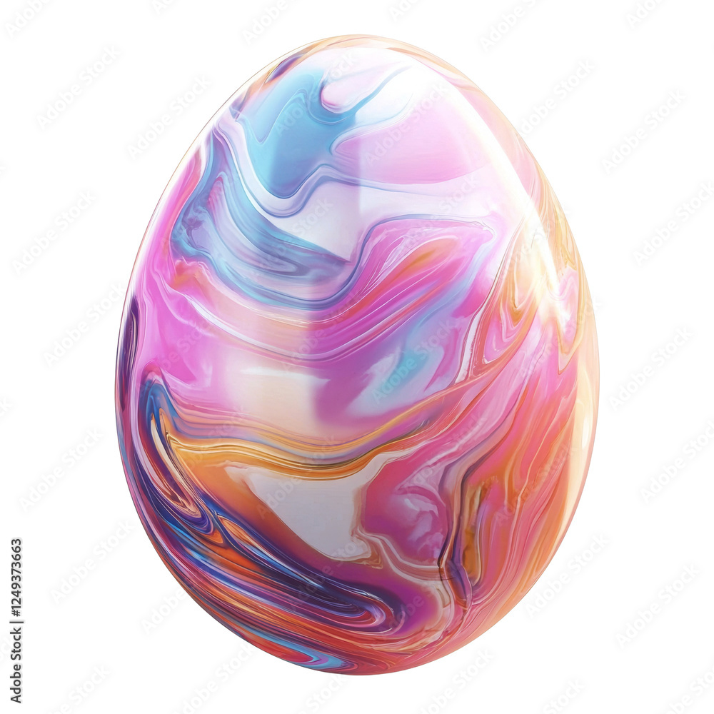 Poster Abstract colorful fluid marble sphere with dynamic swirling patterns