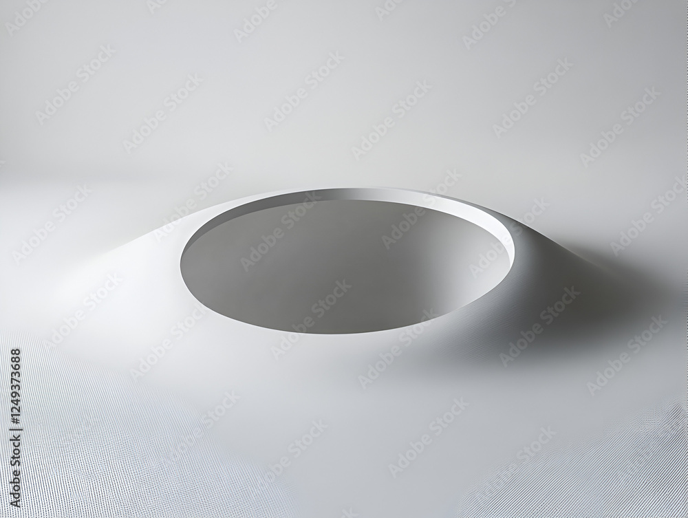 Poster abstract circular depressions: a minimalist image featuring a smooth, white surface with a precisely