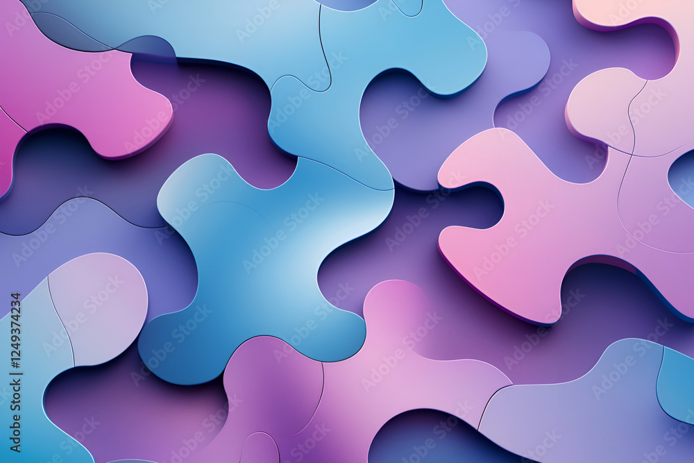 Poster abstract puzzle pieces: a captivating abstract image featuring an array of pastel-colored puzzle pie