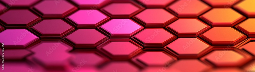 Aufkleber a vibrant pattern of hexagonal shapes in shades of pink and orange creates a dynamic and modern visu
