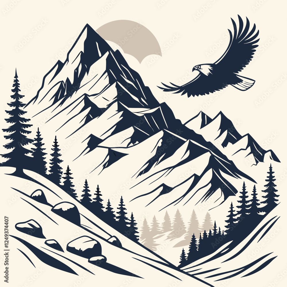 Canvas Prints vector illustration of a mountain landscape