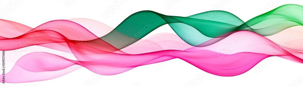 Poster a vibrant wavy design featuring shades of pink and green, creating a fluid and dynamic visual effect