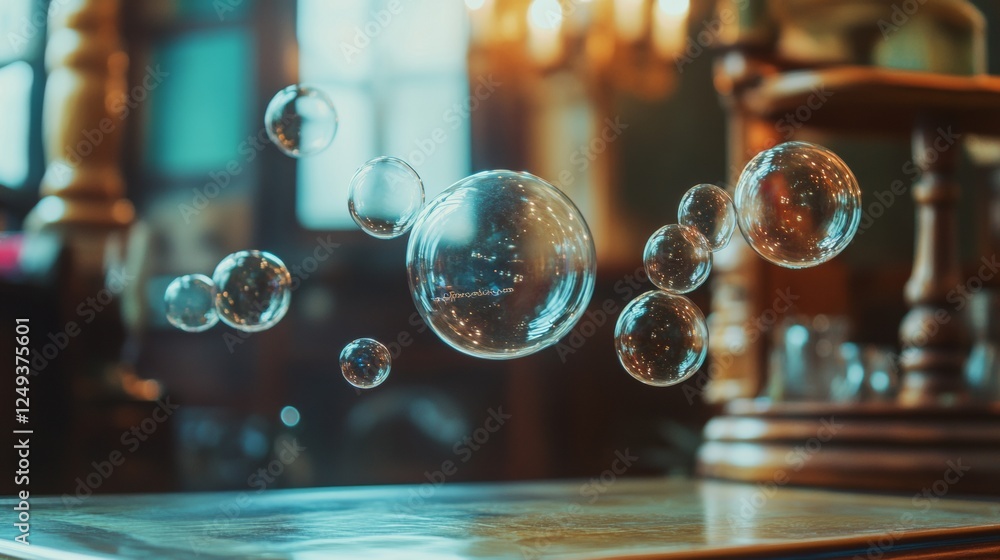 Aufkleber floating soap bubbles in a whimsical setting