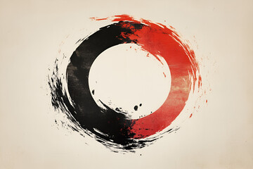 Red and Black Ink Circle: An abstract image featuring a circular design created with bold strokes of red and black ink, suggesting balance, harmony, and opposing forces.