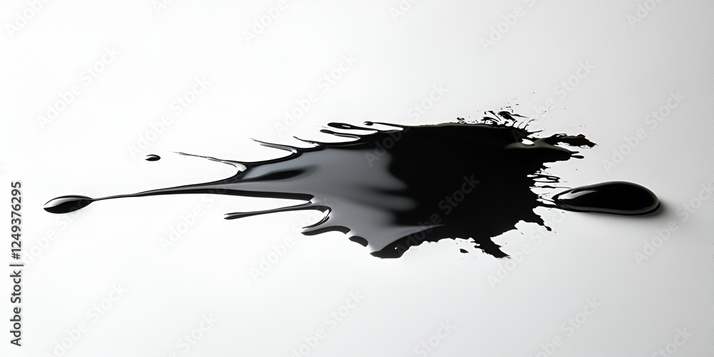 Poster black liquid spilled: abstract image of a black liquid spill, creating an irregular and dynamic shap