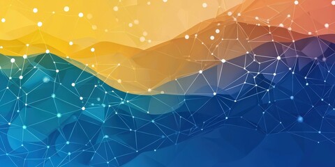 Abstract digital landscape with vibrant colors and interconnected lines, representing data, technology, or networking concepts.