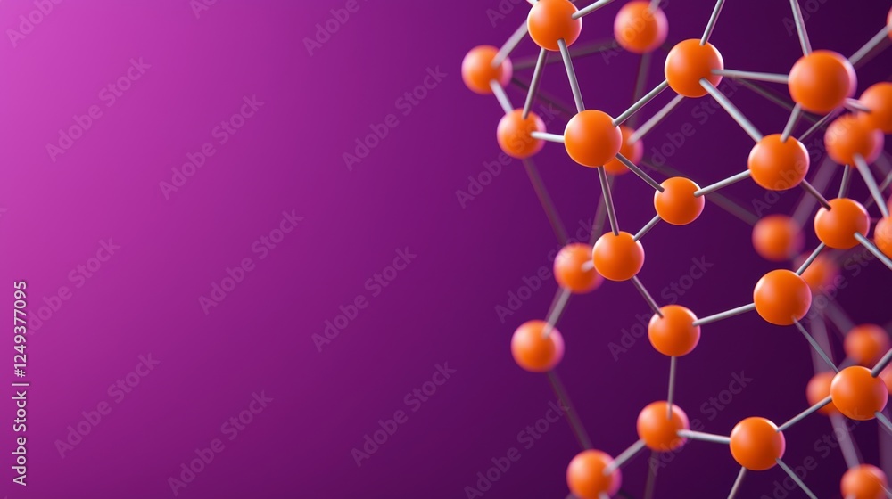 Aufkleber a close-up view of an abstract molecular structure featuring orange spheres connected by lines again