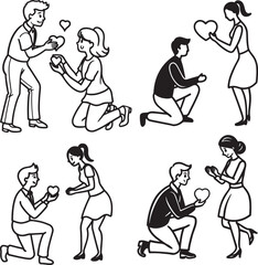 Fototapeta premium black line Love proposal icon 